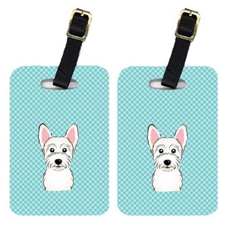 Carolines Treasures Carolines Treasures BB1164BT Pair Of Checkerboard Blue Westie Luggage Tags BB1164BT